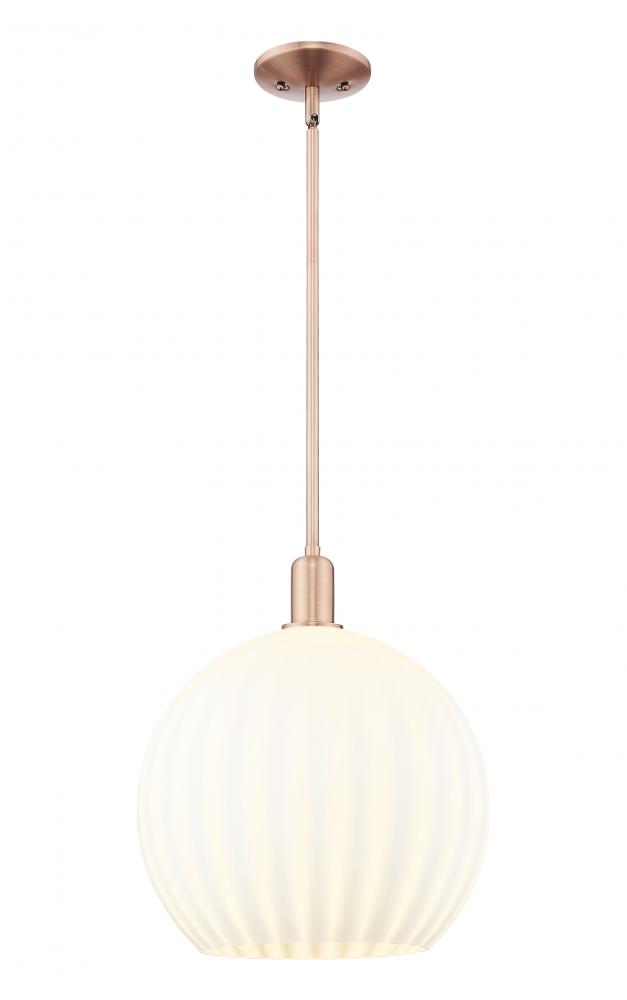 White Venetian - 1 Light - 14 inch - Antique Copper - Stem hung - Mini Pendant