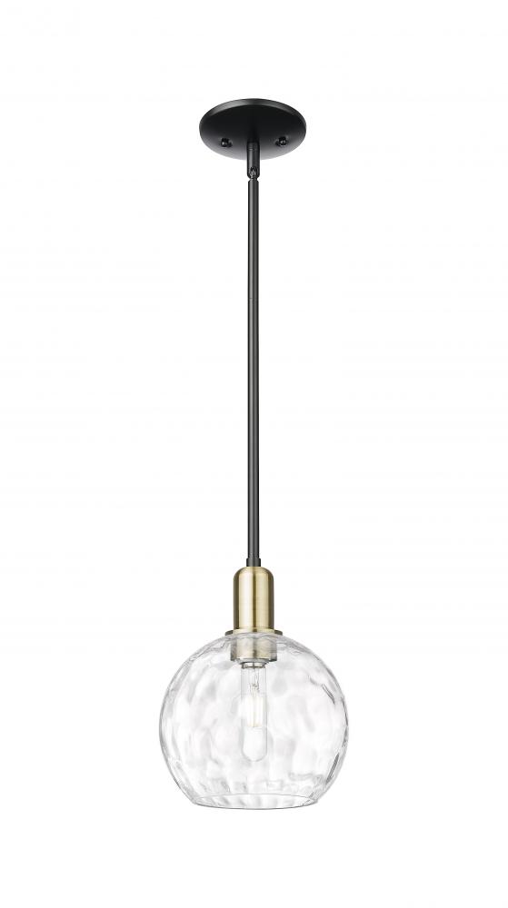 Athens Water Glass - 1 Light - 8 inch - Black Antique Brass - Stem hung - Mini Pendant