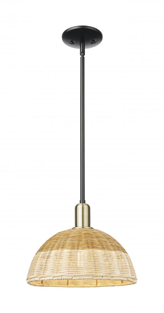 Natural Ballston Dome - 1 Light - 6 inch - Black Antique Brass - Mini Pendant