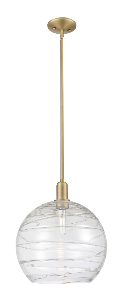 Athens Deco Swirl - 1 Light - 14 inch - Brushed Brass - Stem hung - Mini Pendant