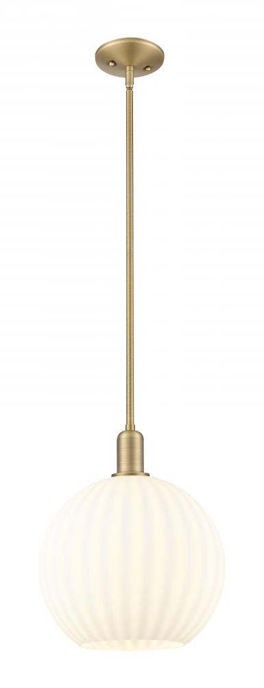 White Venetian - 1 Light - 12 inch - Brushed Brass - Stem hung - Mini Pendant