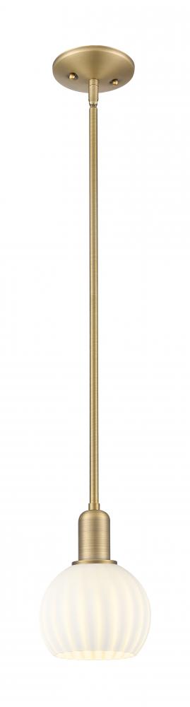 White Venetian - 1 Light - 6 inch - Brushed Brass - Stem hung - Mini Pendant