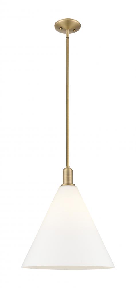 Berkshire Glass - 1 Light - 16 inch - Brushed Brass - Stem hung - Mini Pendant