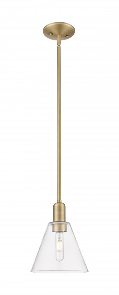 Berkshire Glass - 1 Light - 8 inch - Brushed Brass - Stem hung - Mini Pendant