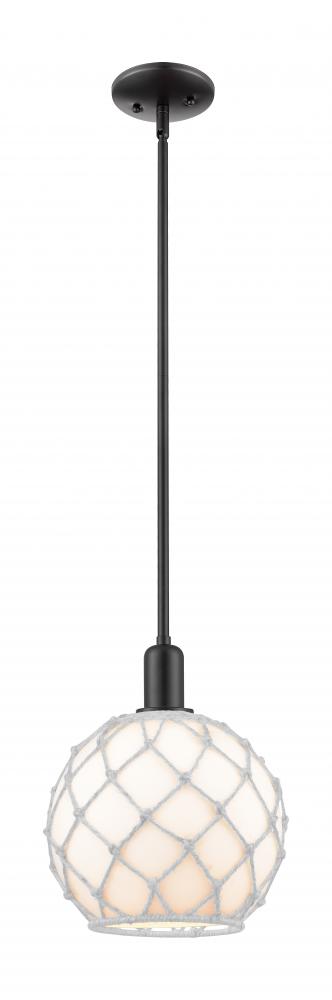 Farmhouse Rope - 1 Light - 10 inch - Matte Black - Stem hung - Mini Pendant