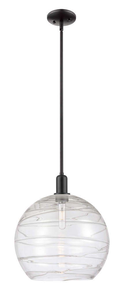 Athens Deco Swirl - 1 Light - 14 inch - Matte Black - Stem hung - Mini Pendant