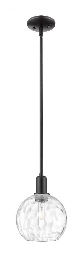 Athens Water Glass - 1 Light - 8 inch - Matte Black - Stem hung - Mini Pendant