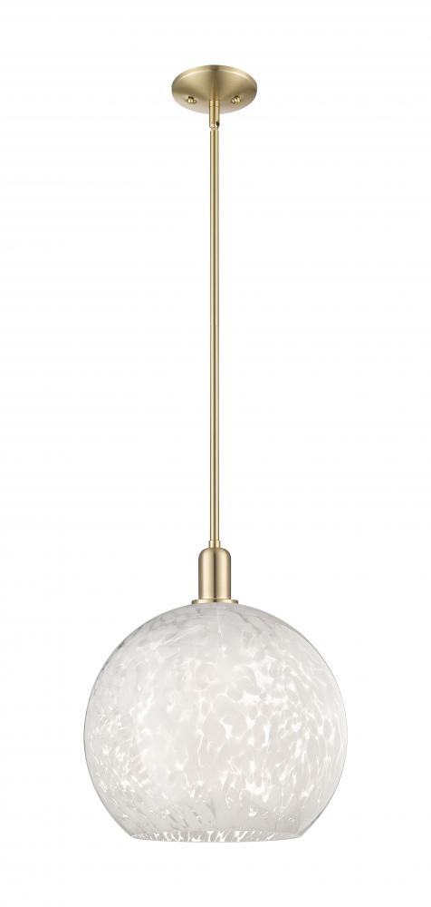 White Mouchette - 1 Light - 14 inch - Champagne Bronze - Stem hung - Mini Pendant