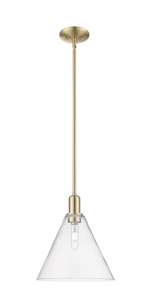 Berkshire Glass - 1 Light - 12 inch - Champagne Bronze - Stem hung - Mini Pendant