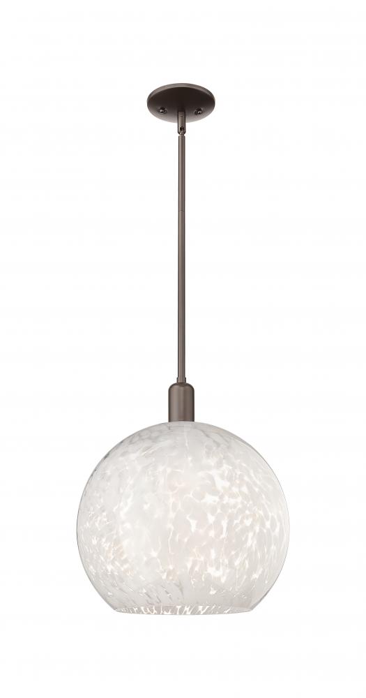White Mouchette - 1 Light - 14 inch - Oil Rubbed Bronze - Stem hung - Mini Pendant