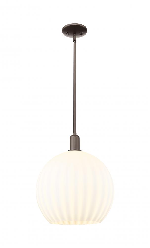 White Venetian - 1 Light - 14 inch - Oil Rubbed Bronze - Stem hung - Mini Pendant