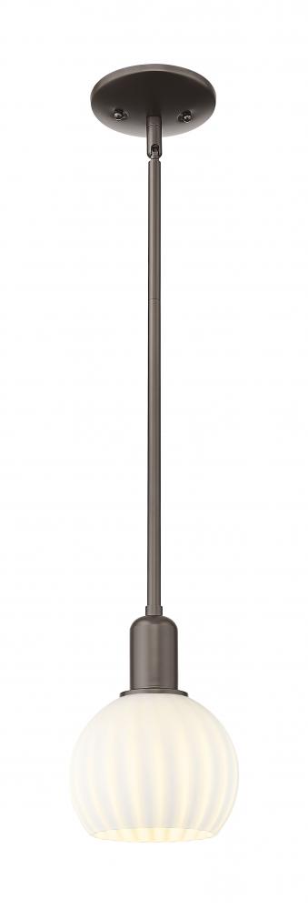 White Venetian - 1 Light - 6 inch - Oil Rubbed Bronze - Stem hung - Mini Pendant