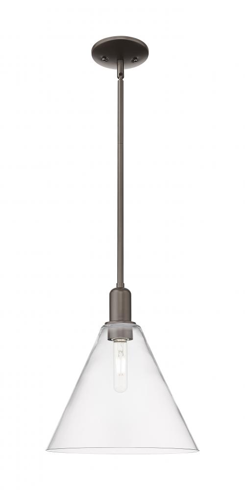 Berkshire Glass - 1 Light - 12 inch - Oil Rubbed Bronze - Stem hung - Mini Pendant