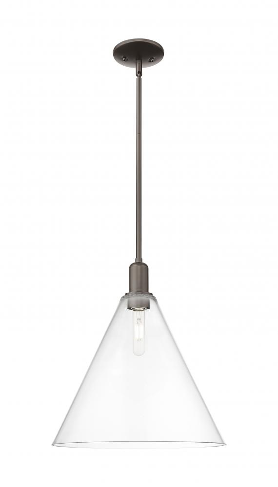 Berkshire Glass - 1 Light - 16 inch - Oil Rubbed Bronze - Stem hung - Mini Pendant