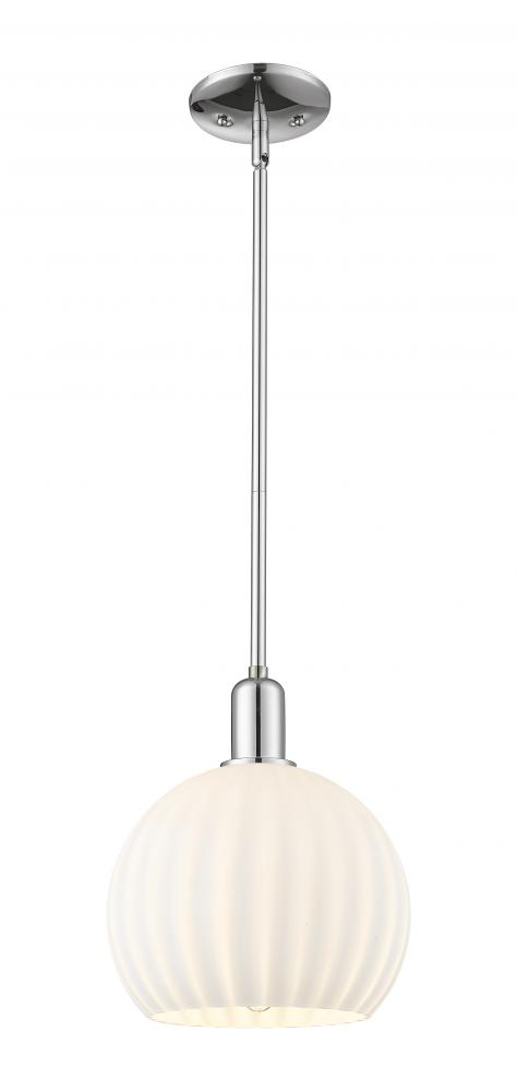 White Venetian - 1 Light - 10 inch - Polished Chrome - Stem hung - Mini Pendant