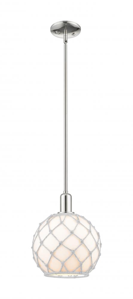 Farmhouse Rope - 1 Light - 10 inch - Polished Nickel - Stem hung - Mini Pendant