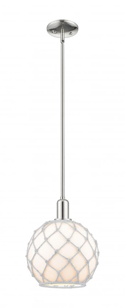 Farmhouse Rope - 1 Light - 10 inch - Polished Nickel - Stem hung - Mini Pendant