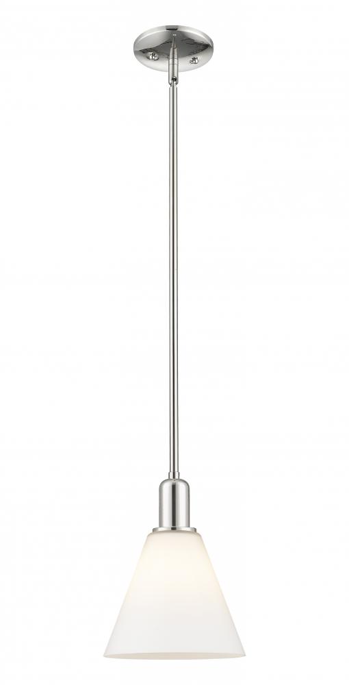 Berkshire Glass - 1 Light - 8 inch - Polished Nickel - Stem hung - Mini Pendant