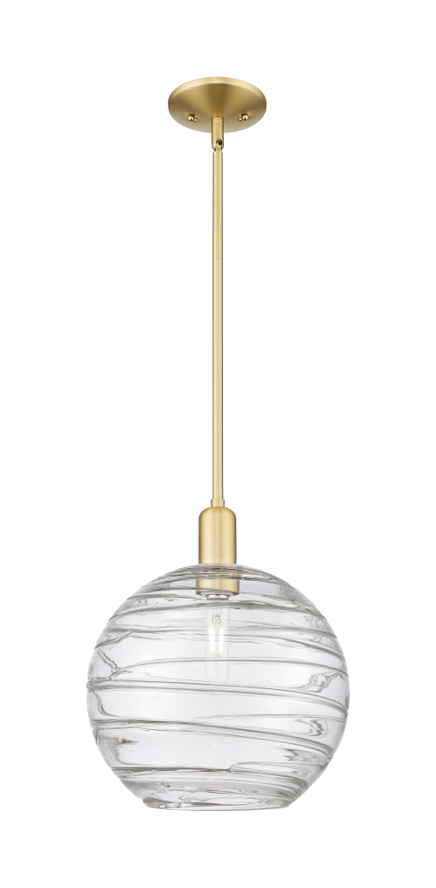 Athens Deco Swirl - 1 Light - 12 inch - Satin Gold - Stem hung - Mini Pendant
