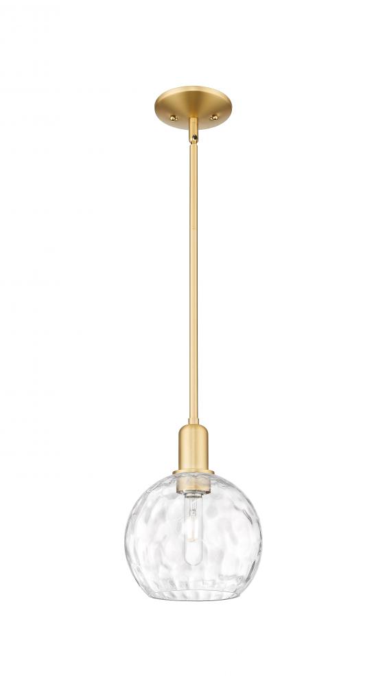 Athens Water Glass - 1 Light - 8 inch - Satin Gold - Stem hung - Mini Pendant