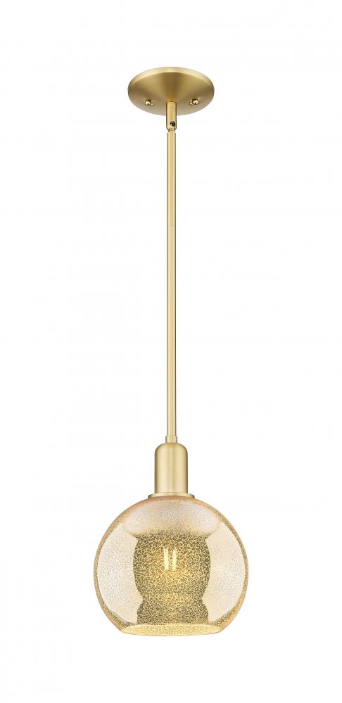 Athens - 1 Light - 8 inch - Satin Gold - Stem hung - Mini Pendant