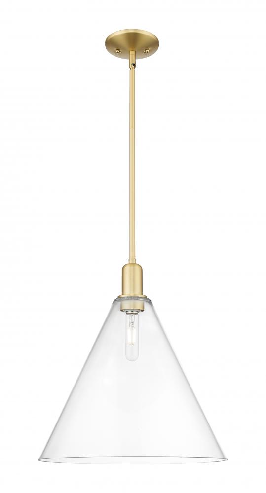 Berkshire Glass - 1 Light - 16 inch - Satin Gold - Stem hung - Mini Pendant