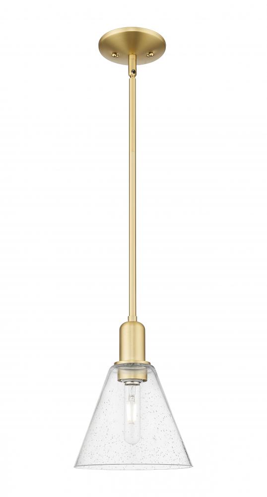 Berkshire Glass - 1 Light - 8 inch - Satin Gold - Stem hung - Mini Pendant