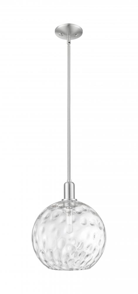 Athens Water Glass - 1 Light - 12 inch - Brushed Satin Nickel - Stem hung - Mini Pendant