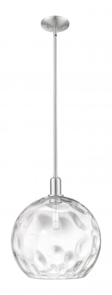 Athens Water Glass - 1 Light - 13 inch - Brushed Satin Nickel - Stem hung - Mini Pendant