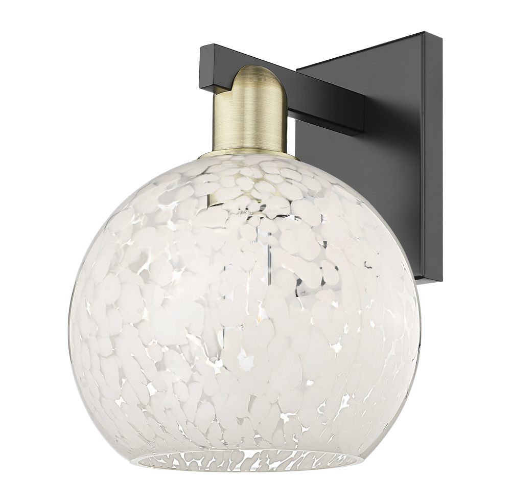 White Mouchette - 1 Light - 8 inch - Black Antique Brass - Sconce