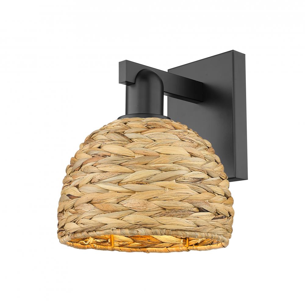 Woven Rattan - 1 Light - 8 inch - Matte Black - Sconce