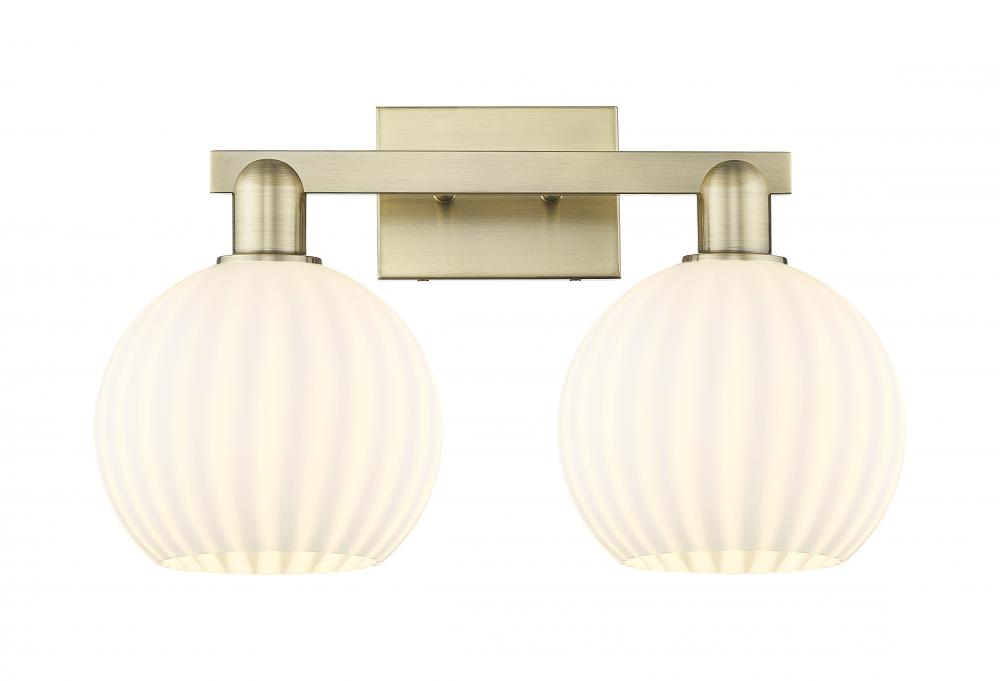 White Venetian - 2 Light - 19 inch - Antique Brass - Bath Vanity Light