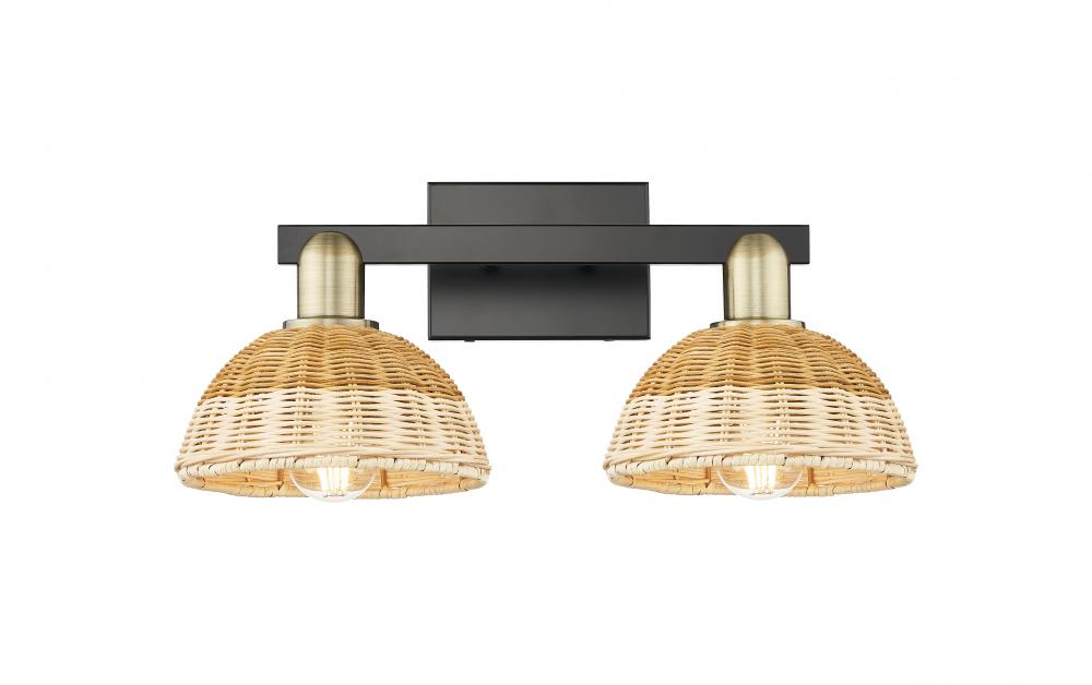 Natural Ballston Dome - 2 Light - 16 inch - Black Antique Brass - Bath Vanity Light
