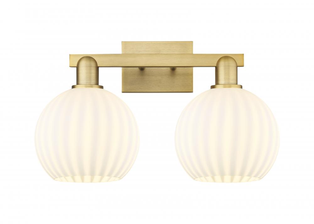 White Venetian - 2 Light - 19 inch - Brushed Brass - Bath Vanity Light