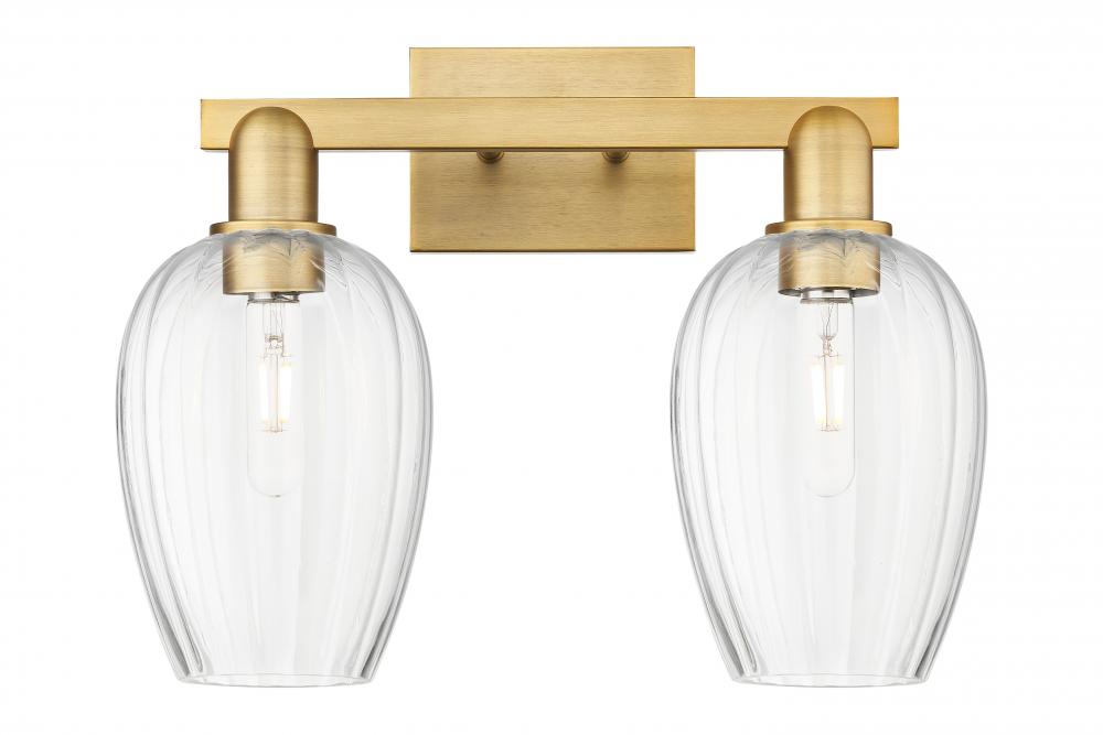 Preston Flute - 2 Light - 16 inch - Brushed Brass - Bath Vanity Light