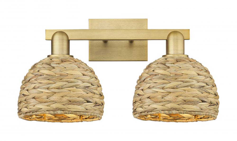 Woven Rattan - 2 Light - 19 inch - Brushed Brass - Bath Vanity Light