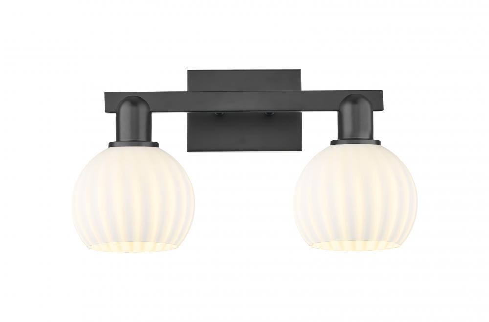 White Venetian - 2 Light - 17 inch - Matte Black - Bath Vanity Light