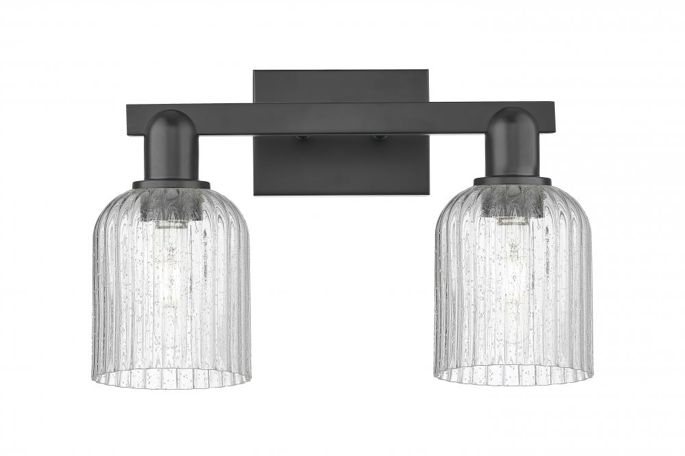 Bridal Veil - 2 Light - 16 inch - Matte Black - Bath Vanity Light