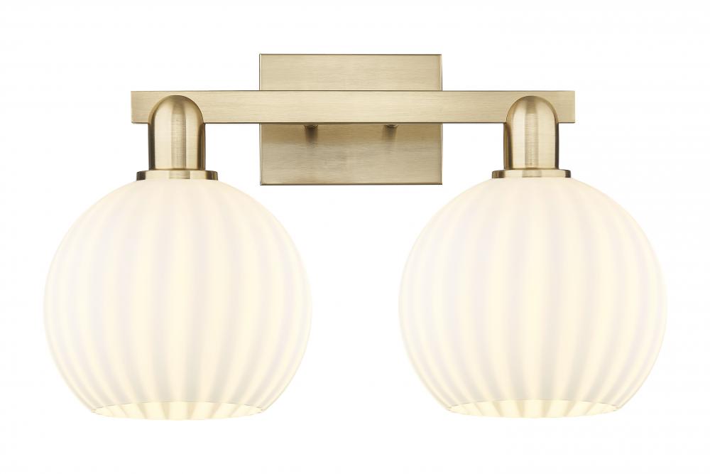 White Venetian - 2 Light - 19 inch - Champagne Bronze - Bath Vanity Light