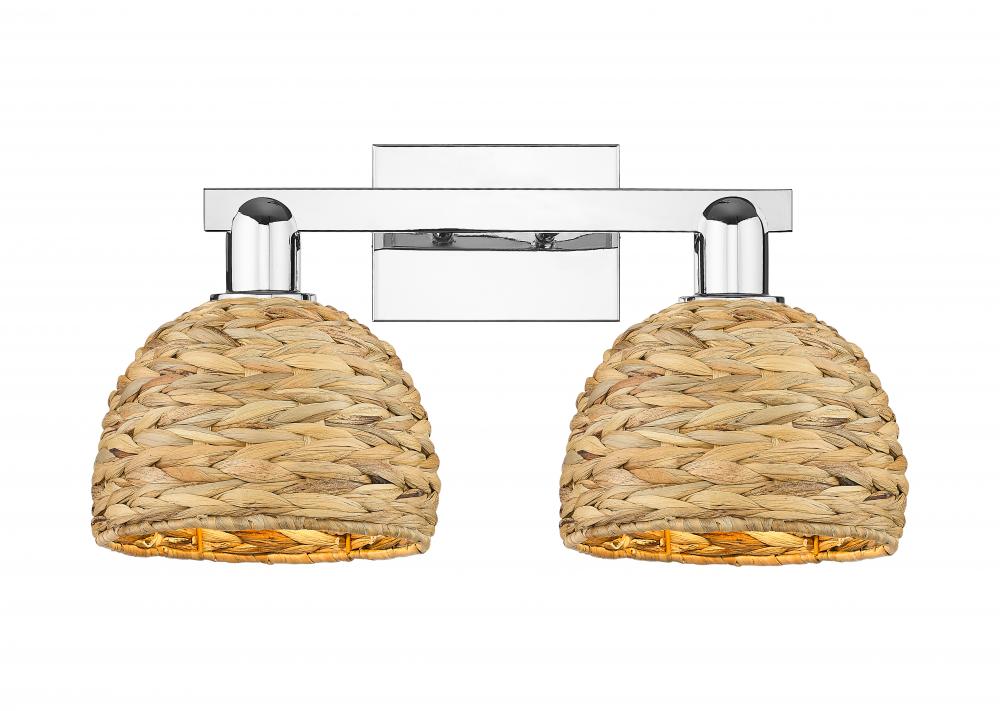 Woven Rattan - 2 Light - 19 inch - Polished Chrome - Bath Vanity Light