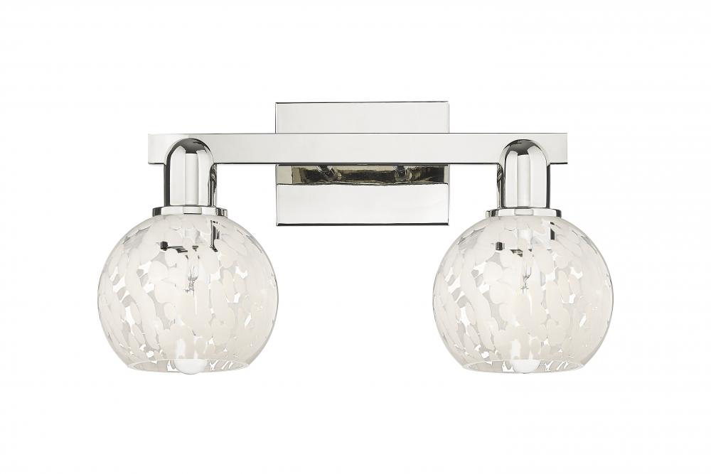White Mouchette - 2 Light - 17 inch - Polished Nickel - Bath Vanity Light