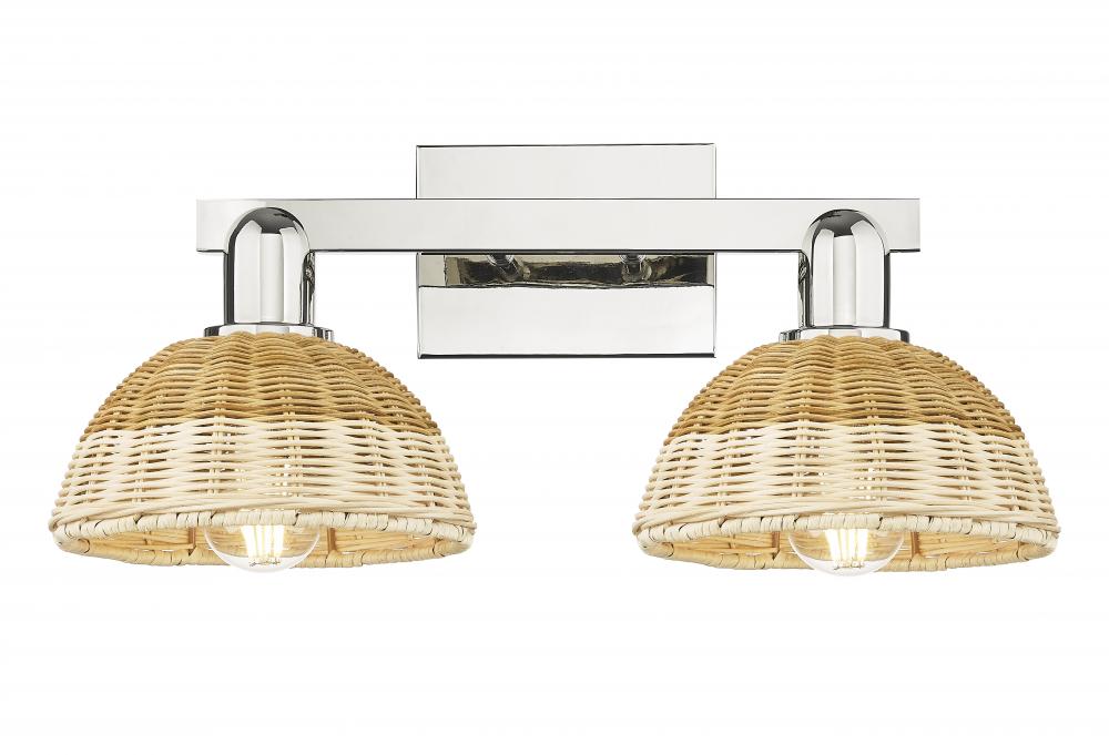 Natural Ballston Dome - 2 Light - 16 inch - Polished Nickel - Bath Vanity Light
