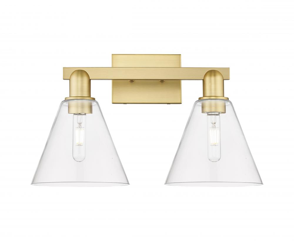 Berkshire Glass - 2 Light - 19 inch - Satin Gold - Bath Vanity Light