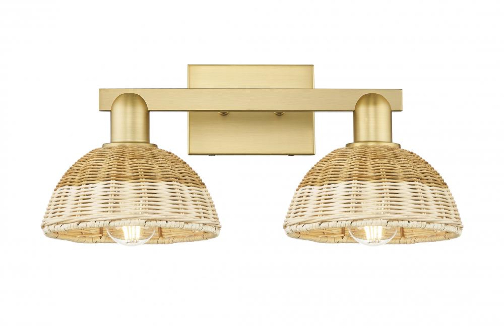 Natural Ballston Dome - 2 Light - 16 inch - Satin Gold - Bath Vanity Light