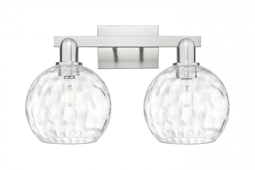 Athens Water Glass - 2 Light - 19 inch - Brushed Satin Nickel - Bath Vanity Light