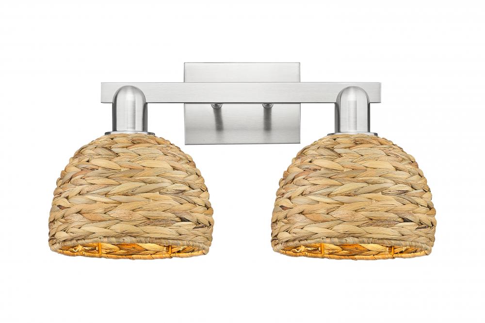 Woven Rattan - 2 Light - 19 inch - Brushed Satin Nickel - Bath Vanity Light