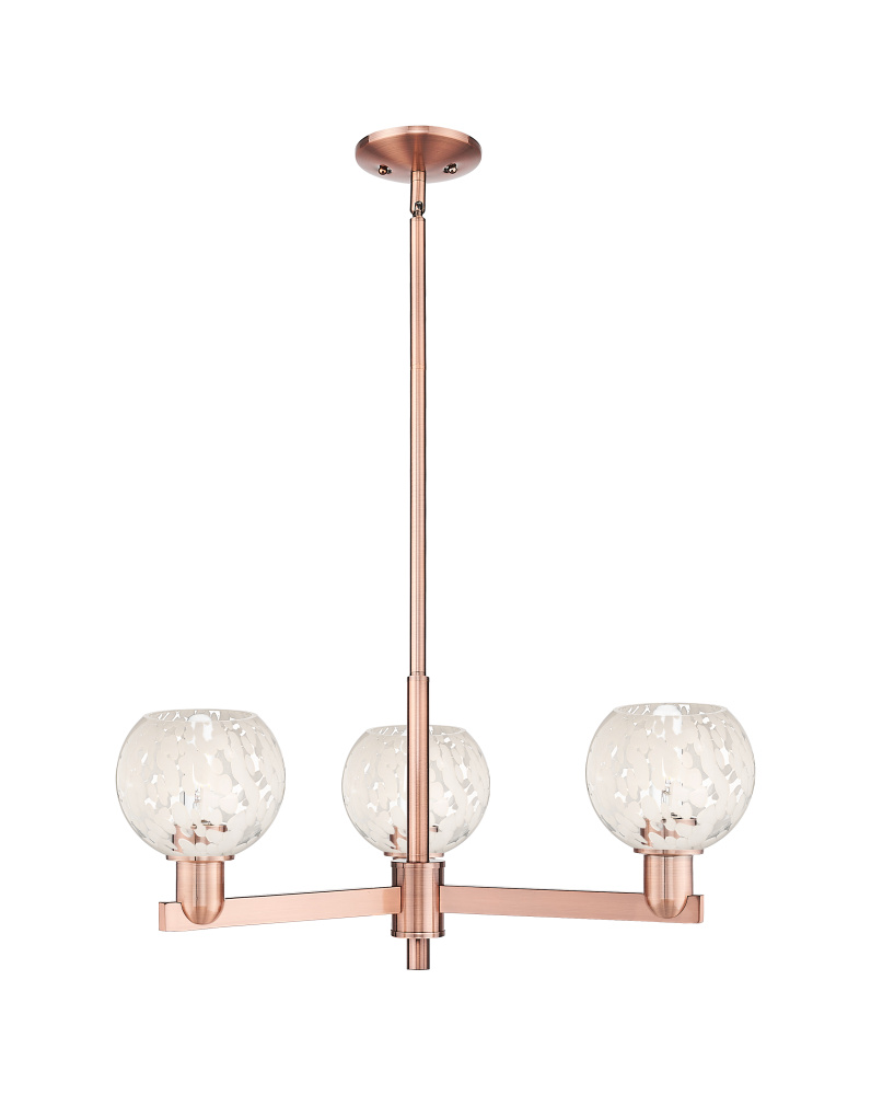 White Mouchette - 3 Light - 28 inch - Antique Copper - Stem hung - Pendant