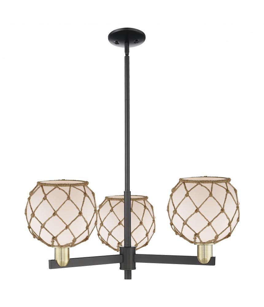 Farmhouse Rope - 3 Light - 30 inch - Black Antique Brass - Stem hung - Pendant