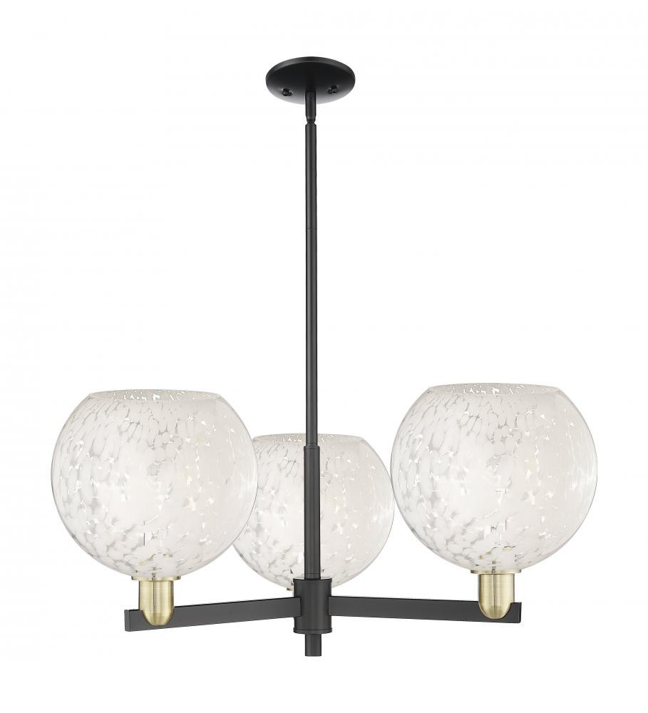 White Mouchette - 3 Light - 32 inch - Black Antique Brass - Stem hung - Pendant