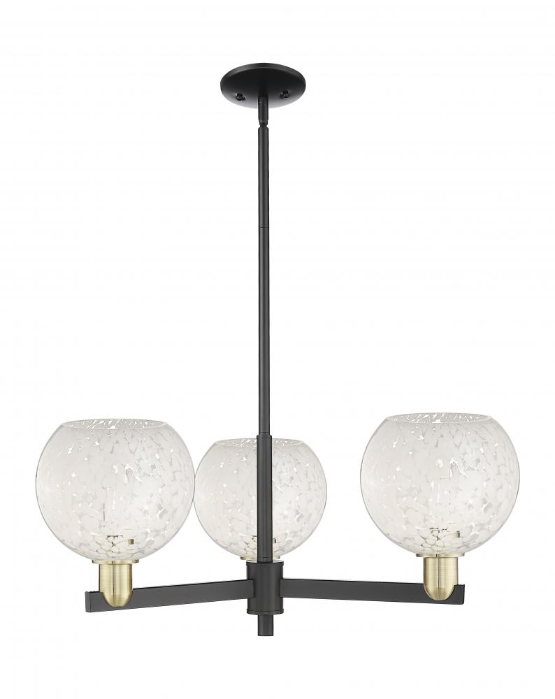 White Mouchette - 3 Light - 30 inch - Black Antique Brass - Stem hung - Pendant